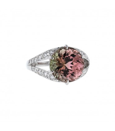 Diamonds, tourmaline and platinum ring