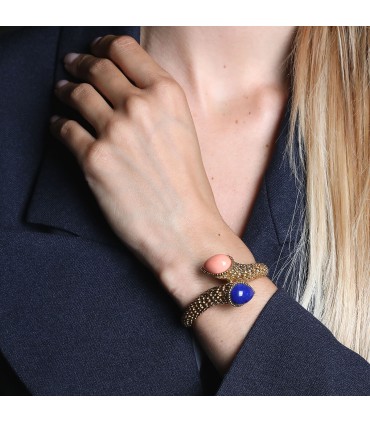 Boucheron Serpent Bohème lapis lazuli, coral and gold bracelet