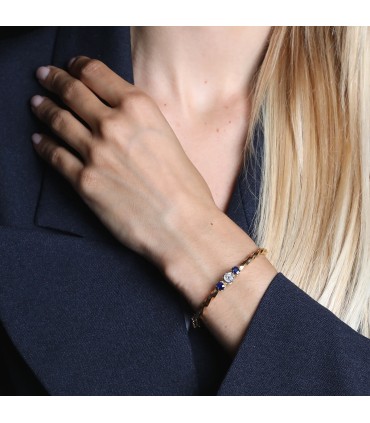 Diamond, sapphires and gold bracelet