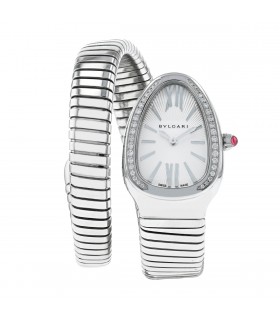 Bulgari Serpenti stainless steel and diamonds watch