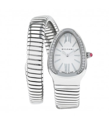 Bulgari Serpenti stainless steel and diamonds watch