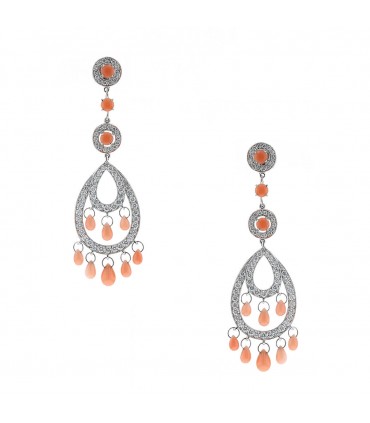 Boucheron Cinna Pampilles coral, diamonds and gold earrings