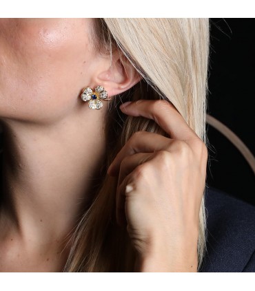 Fred diamonds, sapphires and 18k gold earrings