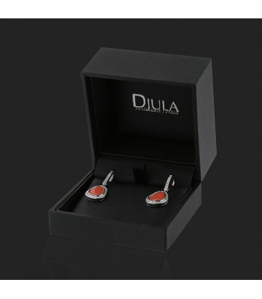 Djula Magic Stones diamonds, coral and gold earrings
