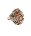 Diamonds, shell and gold ring