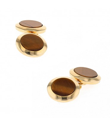 Cartier tiger eye and gold cufflinks