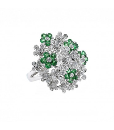 Diamonds, emeralds and gold ring