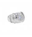 Bague solitaire or, diamants et moissanite