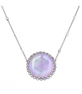 Diamonds, amethysts, mother of pearl and gold necklace
