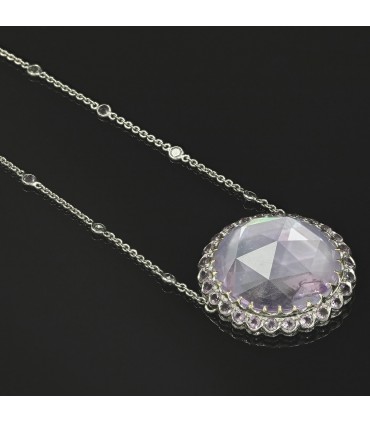 Diamonds, amethysts, mother of pearl and gold necklace