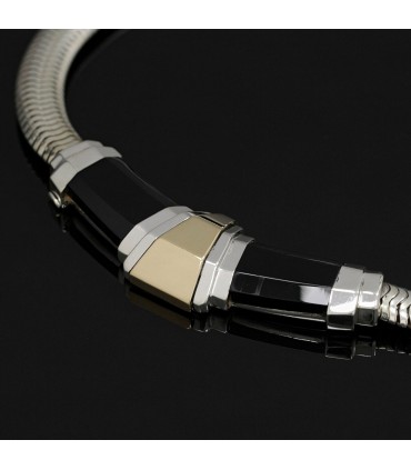 Cartier onyx, gold and silver necklace
