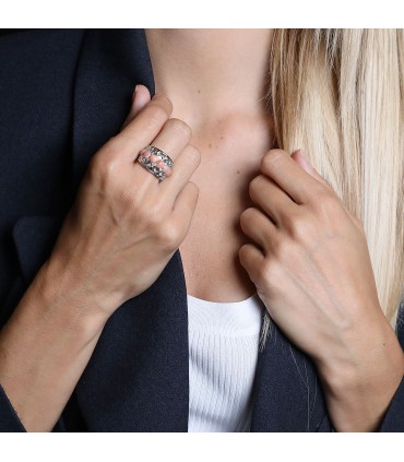 Bague or, corail et diamants