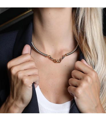 Cartier stainless steel and gold necklace