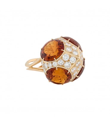 Diamonds, citrine and gold ring