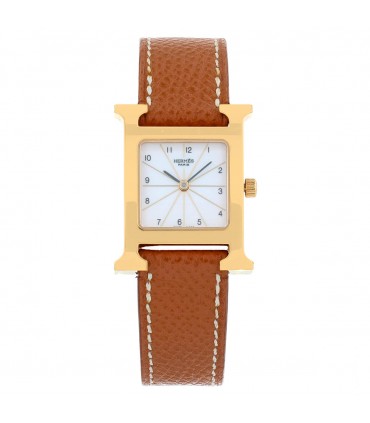 Hermès Heure H gold plated watch