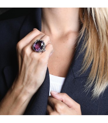 Diamonds and amethyst ring