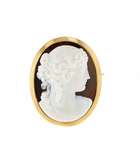 Gold and agate cameo brooch