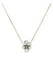 Diamond, cultured pearls and gold necklace