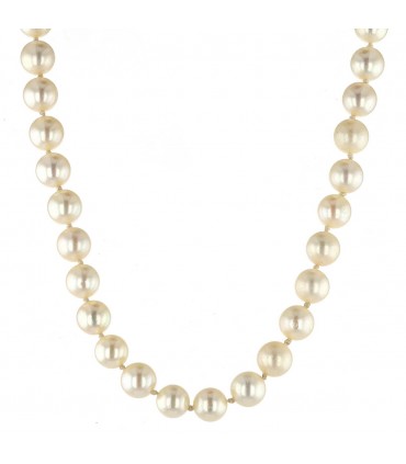 Diamonds, cultured pearls and gold necklace