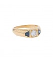 Diamond, sapphires and gold ring