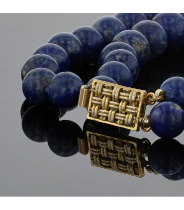 Lapis lazuli and plated gold necklace