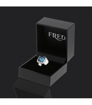 Fred Pain de Sucre diamonds, blue topaze and gold ring