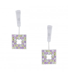 Mauboussin diamonds, color sapphires and gold earrings