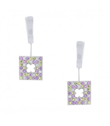 Mauboussin diamonds, color sapphires and gold earrings