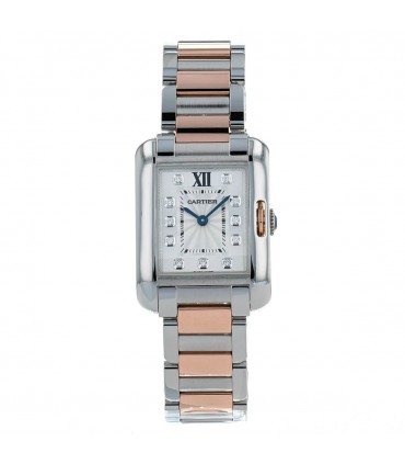 Cartier Tank Anglaise diamonds, stainless steel and gold watch