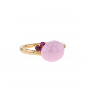 Pomellato Capri pink ceramic and rubies ring