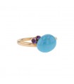 Pomellato Capri blue ceramic, amethyst and gold ring