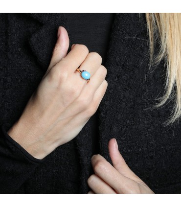 Pomellato Capri blue ceramic, amethyst and gold ring