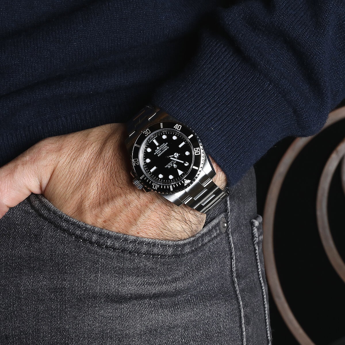 Montre rolex noir homme clearance