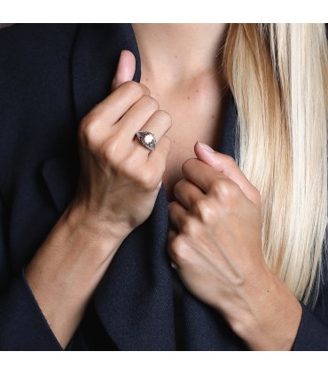 Bague platine, tourmaline et diamants