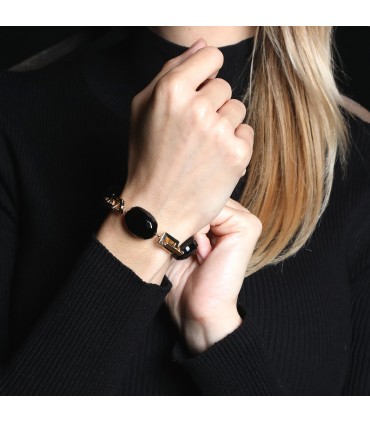 Bracelet or jaune et onyx