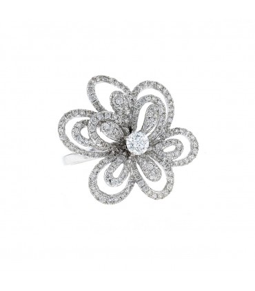 Bague fleur or et diamants