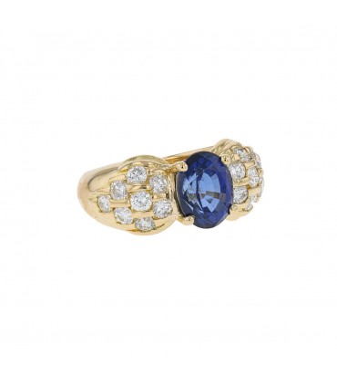 Bague or, saphir et diamants