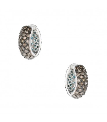 Boucles d’oreilles or, diamants cognacs et bleus