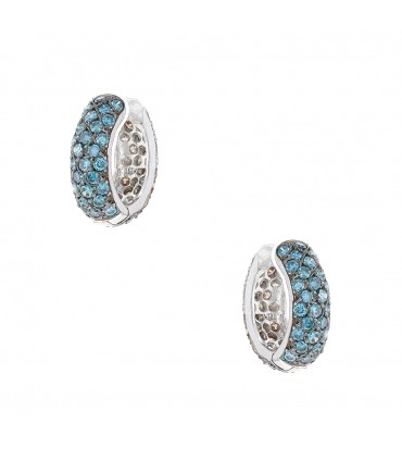 Gold, brown and blue diamonds earrings