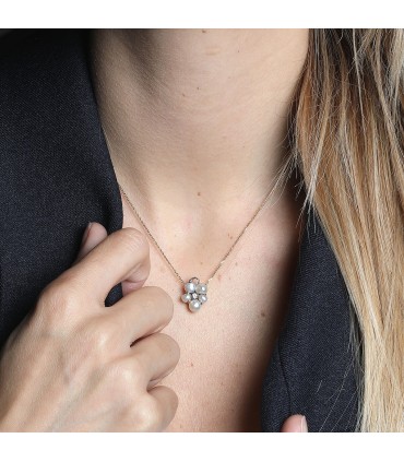 Collier or, perles et diamant