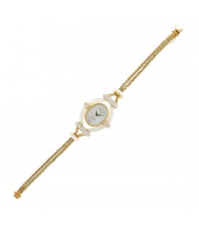 Delaneau Collingwood mother of pearl, diamonds and gold watch