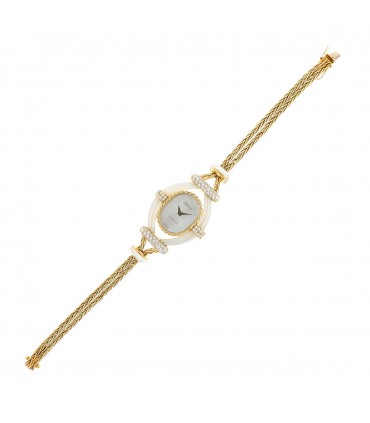 Delaneau Collingwood mother of pearl, diamonds and gold watch