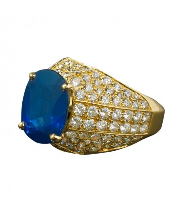 Bague or, saphir et diamants