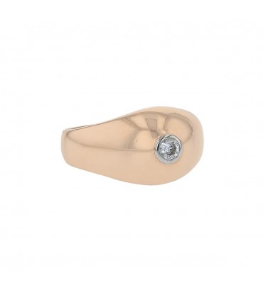 Bague jonc or, platine et diamant