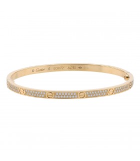 Cartier Love small model diamonds and gold bracelet Size 17