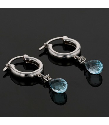 Boucles d’oreilles or, diamants et topazes bleues