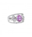 Pink sapphire, diamonds and gold ring