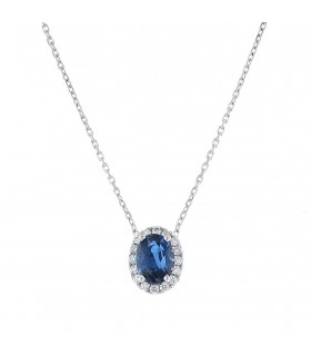Diamonds, sapphire and gold necklace
