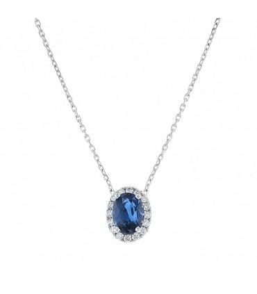 Diamonds, sapphire and gold necklace