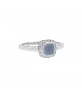 Fred Pain de Sucre XS blue chalcedony, diamonds and gold ring